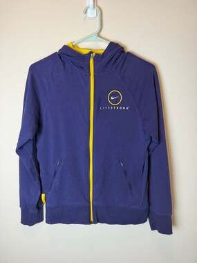 Nike Livestrong Dri-Fit Full Zip Hoodie Size L Purple Yellow